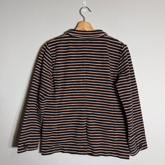 J. Crew Striped Cotton Sweatshirt Blazer Jacket Women's Medium Black Tan Preppy - Picture 10 of 15
